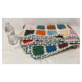 Vintage Crochet Granny Square Afghan Throw