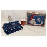 Christmas Moon Pillow, Ribbon & Fleece Throw