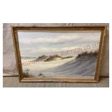 Artist Signed Sand Dunes Oil Painting on Canvas