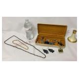 Porcelain Hat Pin Holder, Jewelry & Clamshell Box