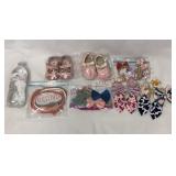 Baby Girls Crib Shoes & Fabric Headbands