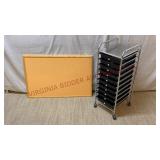 36'x24' Bulletin Board & 10-Drawer Rolling Cart