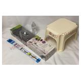 Shower Slide Bar, Drain Rooter & Step Stool