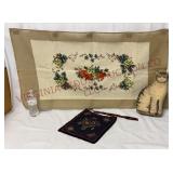 Vintage Needlepoint & Stuffed Cat