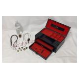 Mid Century Men's Valet Box, Bolo Ties, Cuff Links