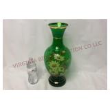 Vintage Daisies Bohemian Art Glass Vase - 17' Tall