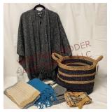 Sweater Shawl, Winter Scarves & Indonesian Basket
