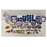 Political Pinback Buttons & Assorted Travel Pins