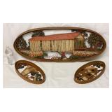 Vintage Burwood Prod 3D Wall Art Plaques - 3