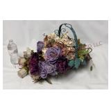Handled Basket of Artificial Flowers