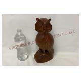 Mid Century Carved Wood Owl Statue - 10.5' Tall