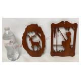 Wooden Cut-Out Silhouettes - Deer & Fishing Boy