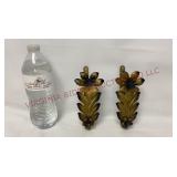 Vintage Metal Floral Leaf Curtain Tieback Pair