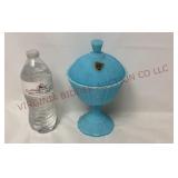 Vtg Fenton Satin Glass Paneled Daisy Candy Dish