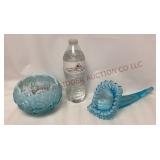 Fenton Lily of the Valley Rose Bowl, Horn See Desc