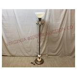 Antique Brass & Marble Torchiere Floor Lamp