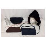 Vintage Handbag Purses & Real Fur Hood