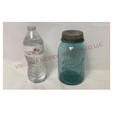 1923-1933 "Lucky 13" Blue Ball Quart Jar wZinc Lid
