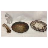 Vintage Silver Plate Phone Handle Cover & Trivets