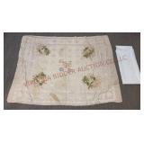 Vintage Hawaiian Islands & Damask Linen Tablecloth