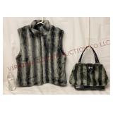 Blassport Reversible Faux Fur Vest & Handbag