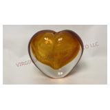 Art Glass Amber Heart 3" Bud Vase / Pen Holder