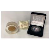 USN Recruiting Paperweight & Pope JFK Half Dollar