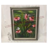 Chickadees on Coneflowers by Polly Taylor Painting
