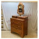 Antique Victorian Walnut Dresser w Swivel Mirror