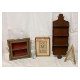 Folk Art Shelf, Needlepoint, Spoon Holder & Stand