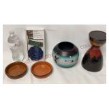 Ceramic Incense Set, Pottery Bowls, Vase & Stand