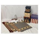 Country House Place Mats, Uncle Sam Stacking Boxes