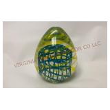 Swirl & Lattice Egg Shaped Art Glass Paperweight