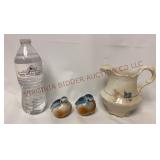 Vintage Blue Bird Shaker Set & Antique Pitcher