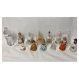 Vintage Porcelain & Glass Hand Bell Figurines - 12