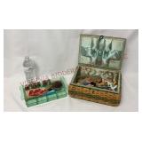 Vintage Handled Sewing Basket & Contents
