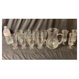 Glass Pitcher & (11) Stemmed Flutes / Parfaits
