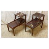 Vintage Two-Tiered Side Tables - Pair