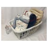 Laundry Basket, Pillow Cases & Blankets