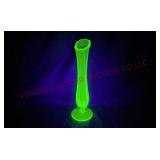 Mid Century Green Glass Stretch Vase - Glows!!!