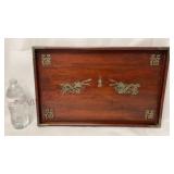 Rosewood Tray with Metal Dragon Motif - 19.5"x12"