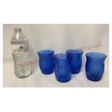 Hazel-Atlas Fine Rib Cobalt Blue Tumblers - 4