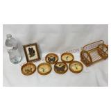 Vintage Framed & Bamboo Butterfly Coaster Set