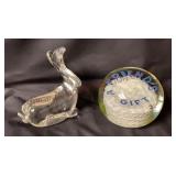 Art Glass Whale & "A Friends Gift" Paperweights