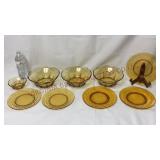 Vintage Amber Glass Bowls & Plates
