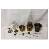 Vintage Brass Candlestick, Bunny, Lamp & Snuffers