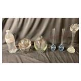 Poland Oil Lamp & Art Glass Vases