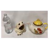 Vintage 1970s Ceramic Frog & Mushroom Teapot