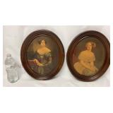 Vintage Oval Framed Portrait Lithograph Prints