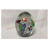 Underwater Sea Life Art Glass 4" Paperweight